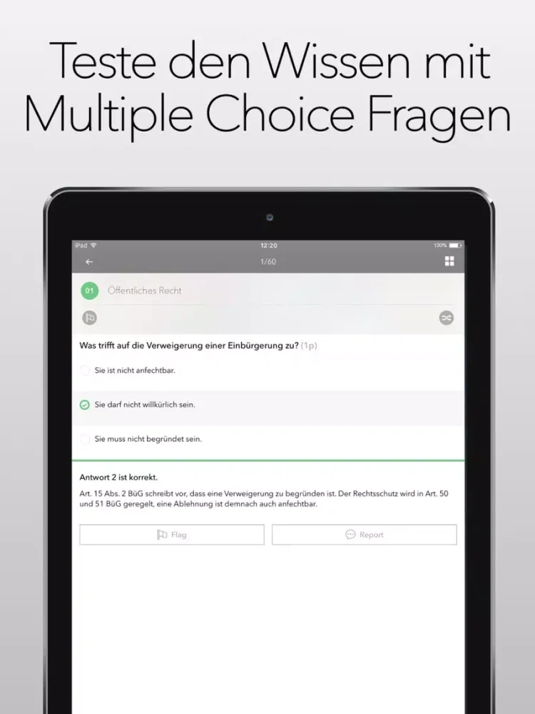 StudentApp - exam preparation with multiple choice questions for your swiss university iPad 應用截圖