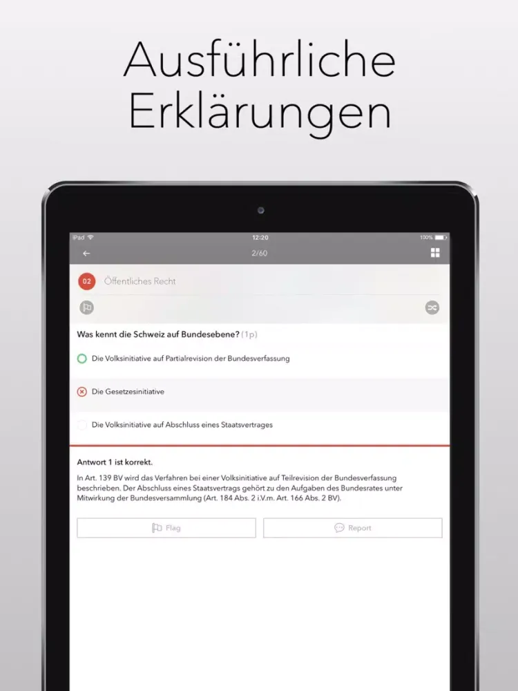 StudentApp - exam preparation with multiple choice questions for your swiss university iPad 應用截圖