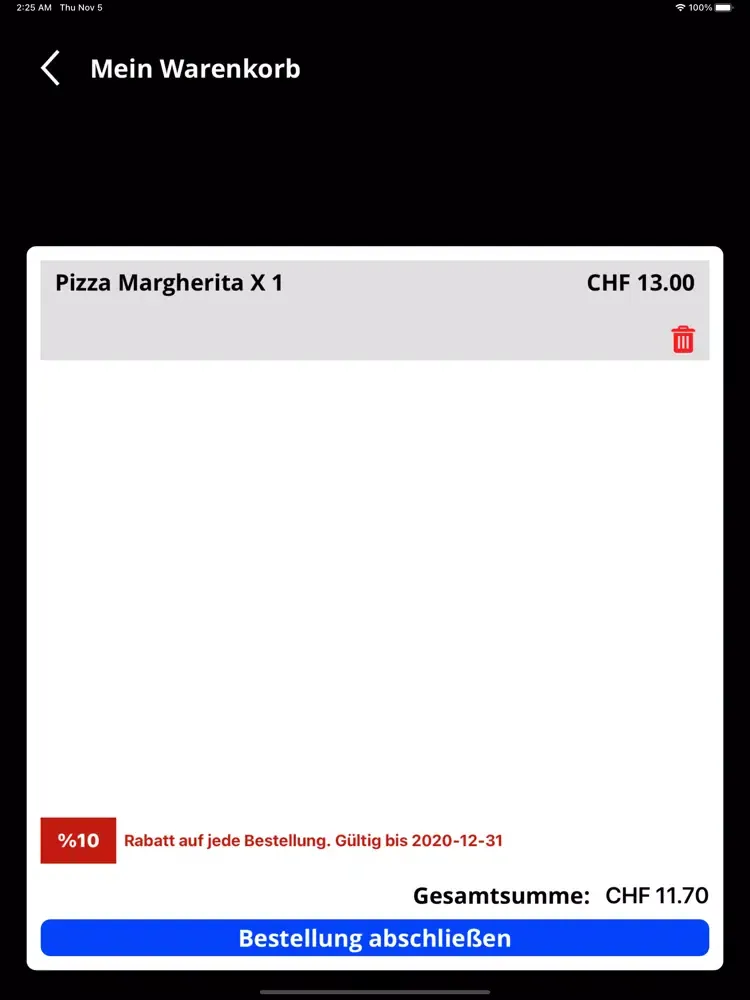 ภาพหน้าจอของ Bahnhöfli Niederbipp Pizza iPad 