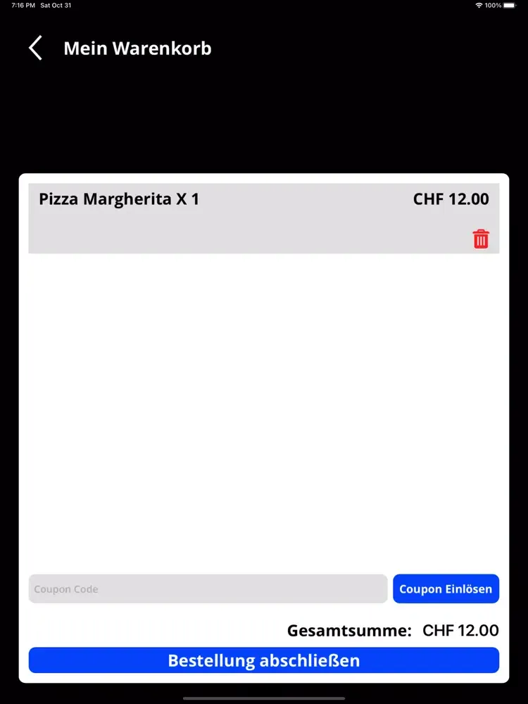 ภาพหน้าจอของ Napoli Pizza Alchenflüh iPad 