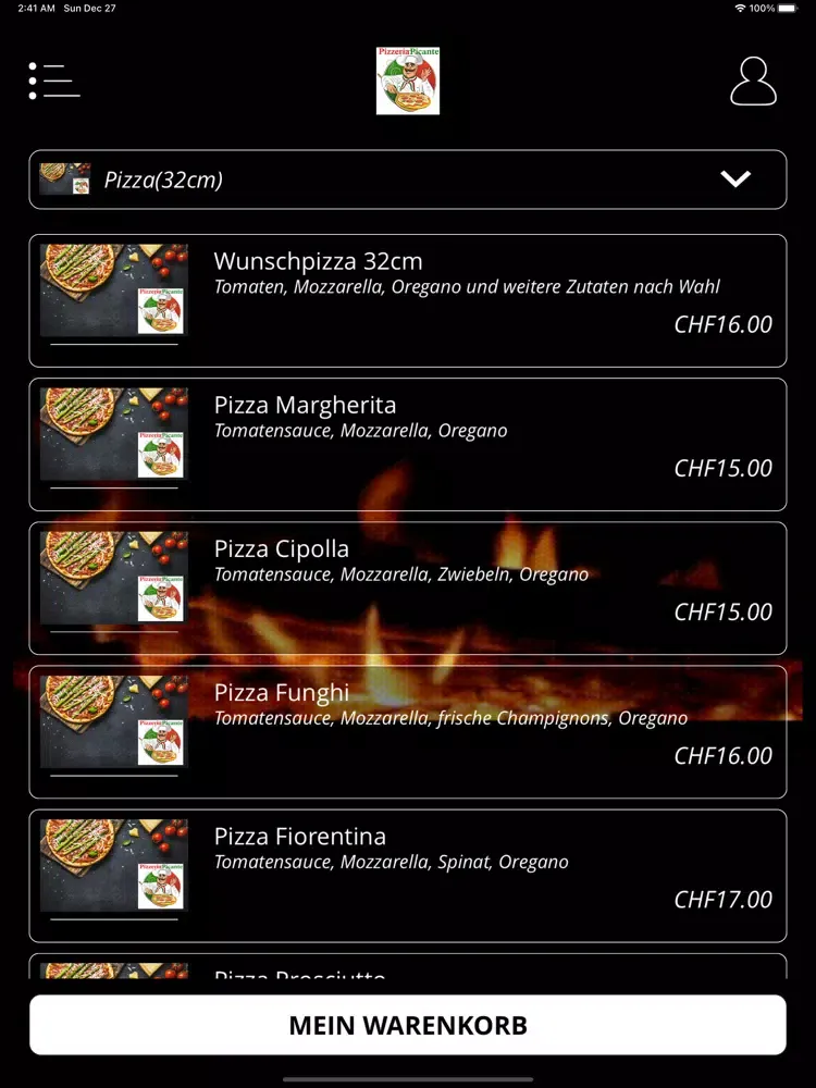 Picante Pizzeria Wald iPad  스크린샷