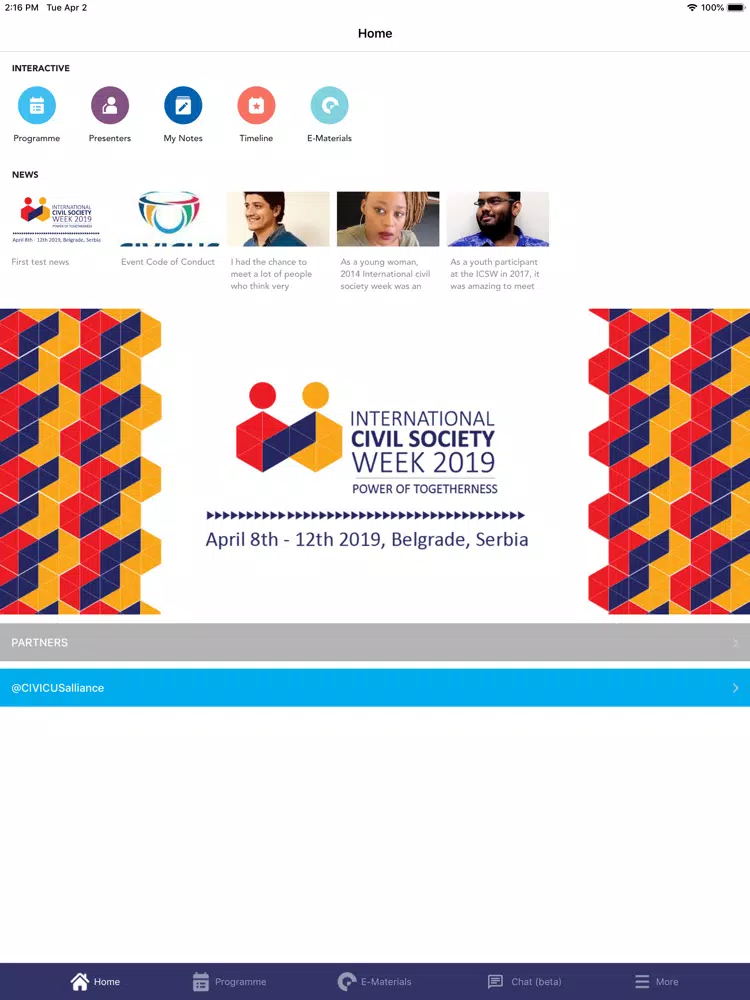 Capturas de tela do ICSW 2019 iPad 