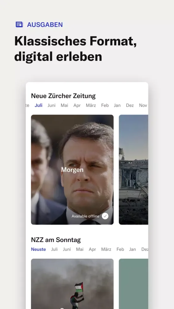 Zrzuty ekranu NZZ