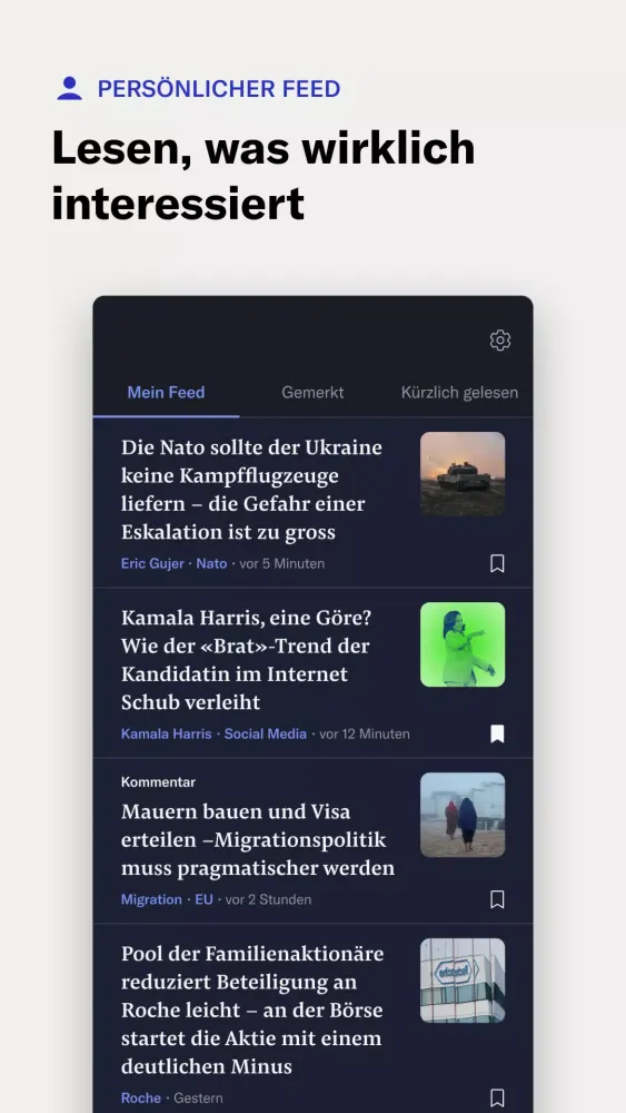 Zrzuty ekranu NZZ