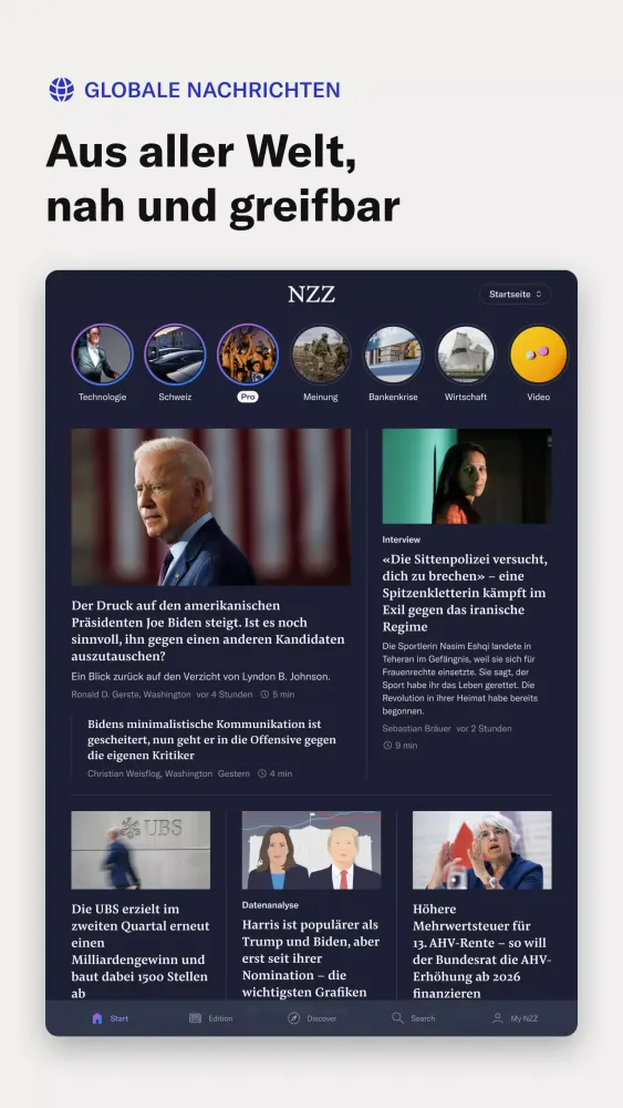 Zrzuty ekranu NZZ