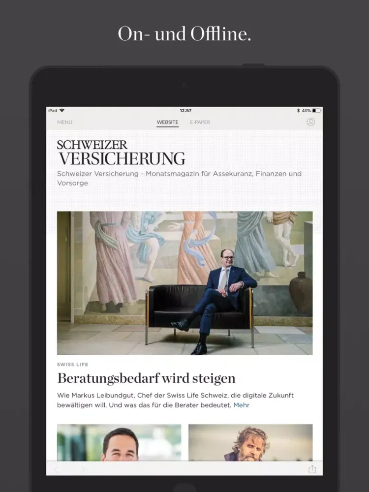 Schweizer Versicherung iPad  Screenshots