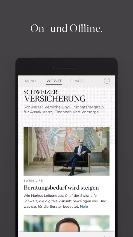 Schweizer Versicherung Screenshots