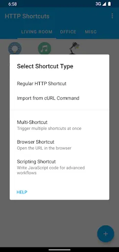 Ảnh chụp màn hình của HTTP Request Shortcuts
