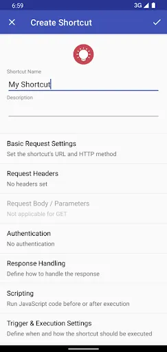 Ảnh chụp màn hình của HTTP Request Shortcuts