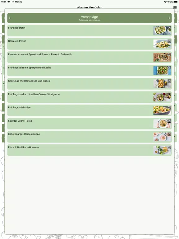 Zrzuty ekranu Wochen Menüplan iPad 