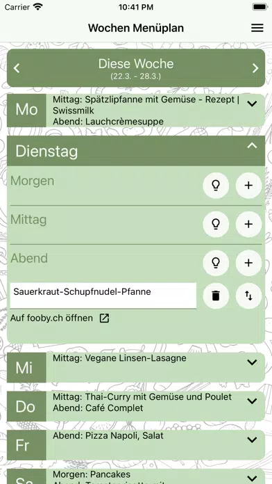 Zrzuty ekranu Wochen Menüplan