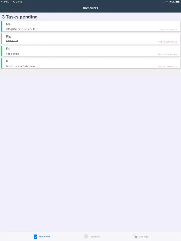 Captures d'écran de Simple Homework iPad 