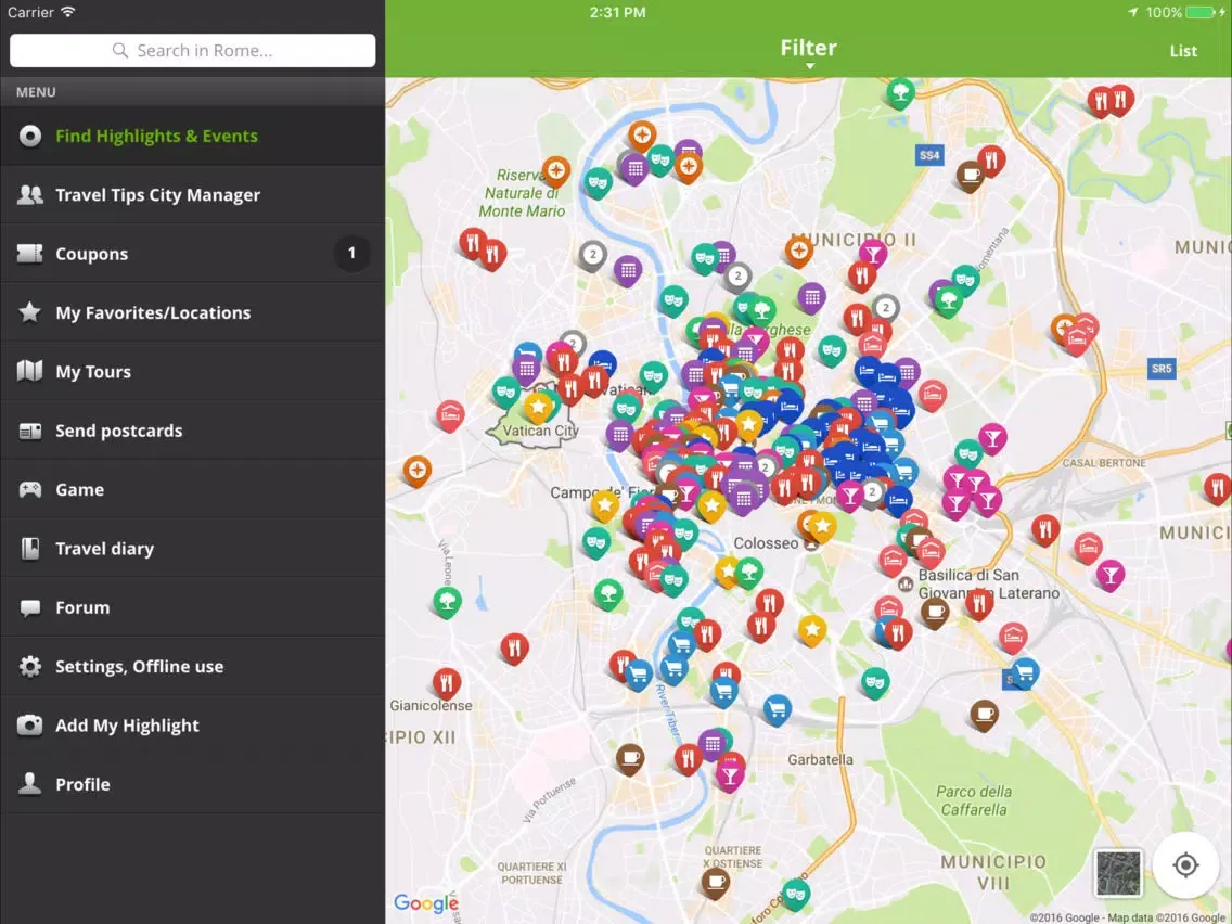 Rome Travel Guide (City Map) iPad  Screenshots