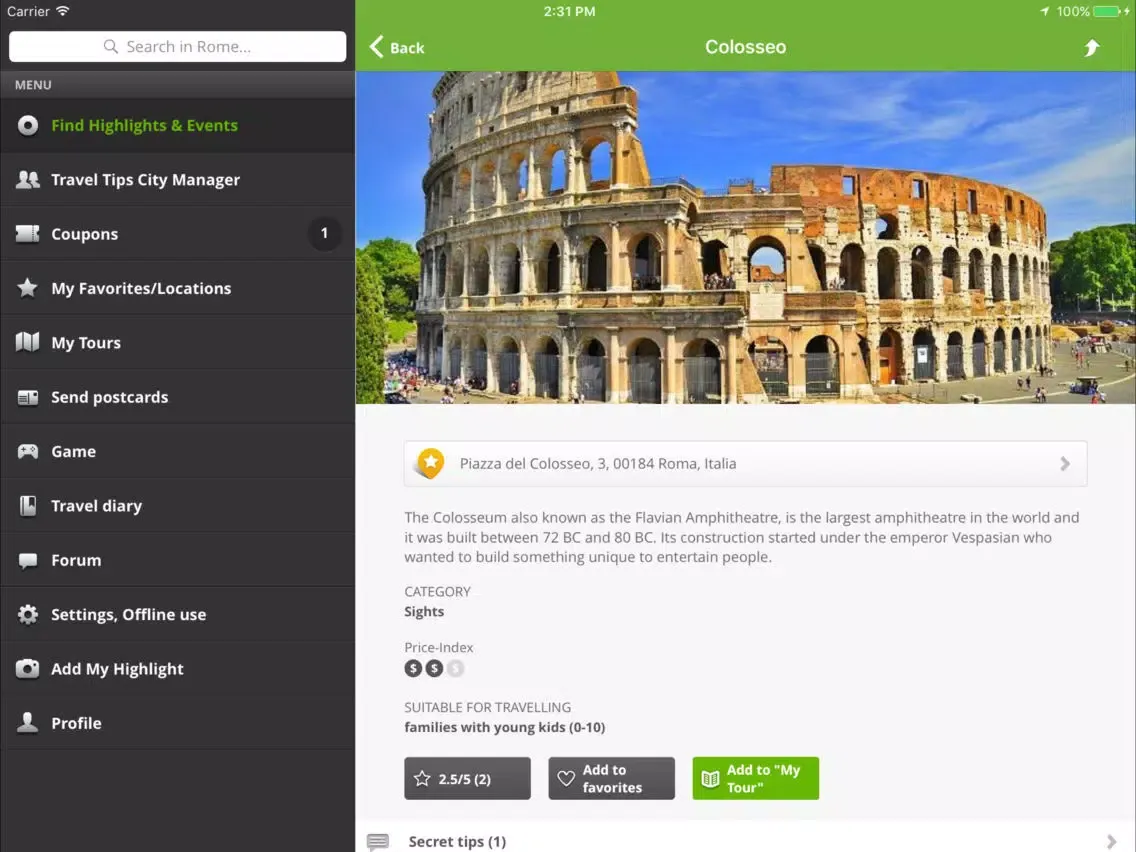 Rome Travel Guide (City Map) iPad  Screenshots