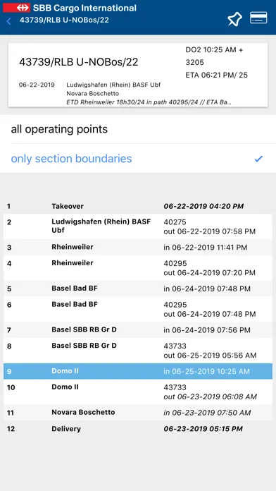 SBB Cargo International App 스크린샷