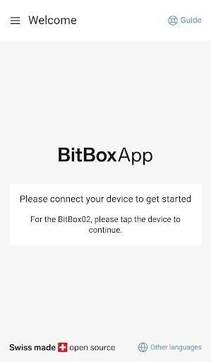 Ảnh chụp màn hình của BitBoxApp
