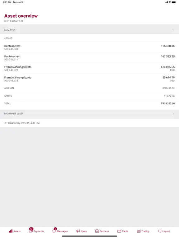 Spar- und Leihkasse Frutigen iPad  Screenshots