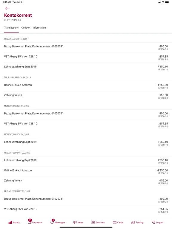 Spar- und Leihkasse Frutigen iPad  Screenshots