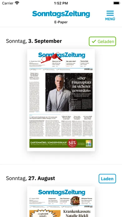 SonntagsZeitung E-Paper Screenshots
