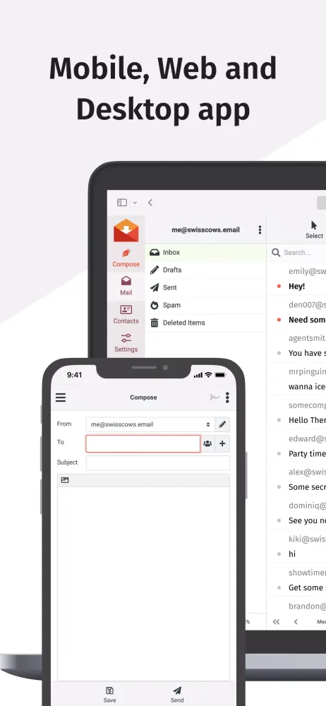 Capturas de tela do Swisscows Email