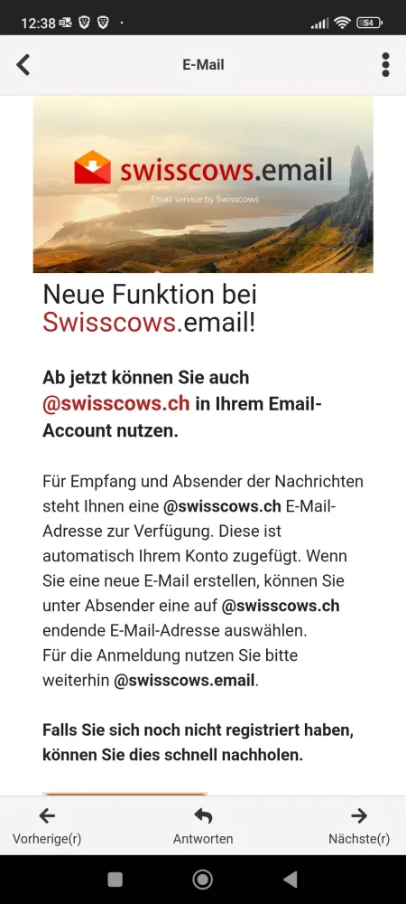 Capturas de tela do Swisscows Email