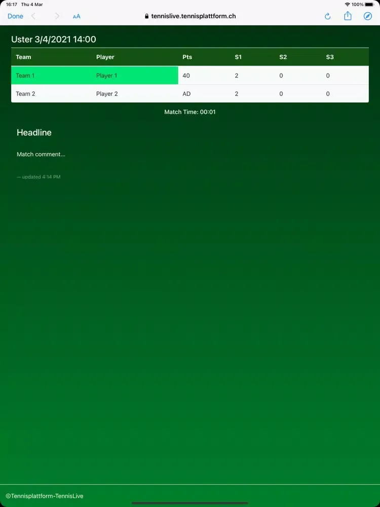 Tennis Live Report iPad  Ekran Görüntüleri
