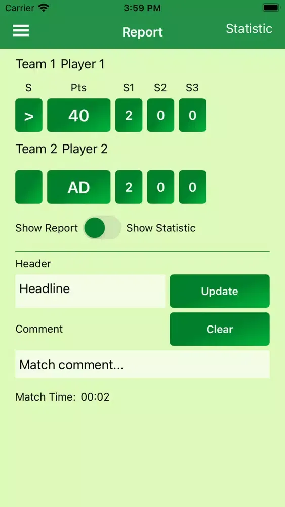 Tennis Live Report Ekran Görüntüleri