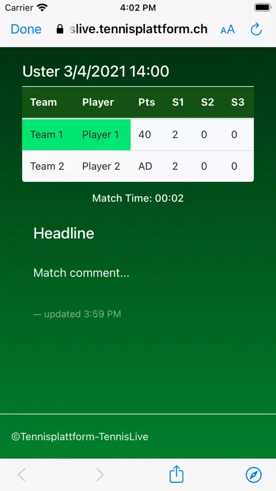 Tennis Live Report Ekran Görüntüleri