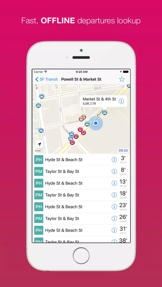 San Francisco Offline Transit Screenshots