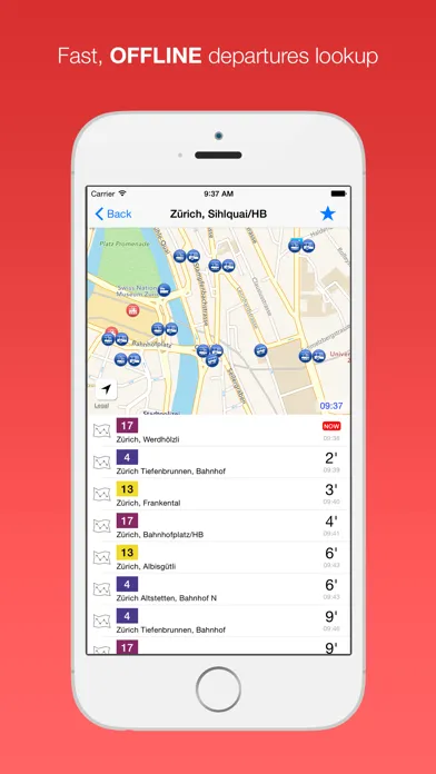 Tangkapan layar Swiss Public Transport App