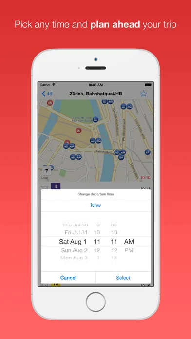 Tangkapan layar Swiss Public Transport App