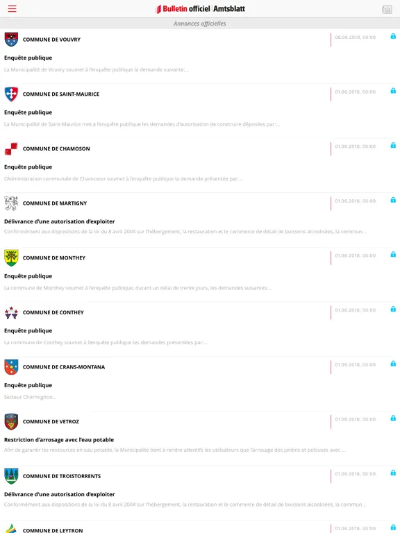 Capturas de pantalla de Bulletin officiel Valais iPad 