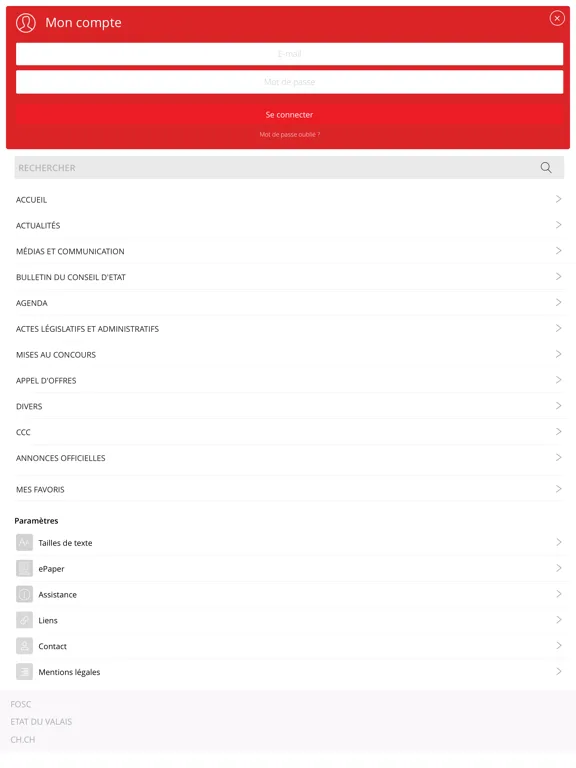 Capturas de pantalla de Bulletin officiel Valais iPad 