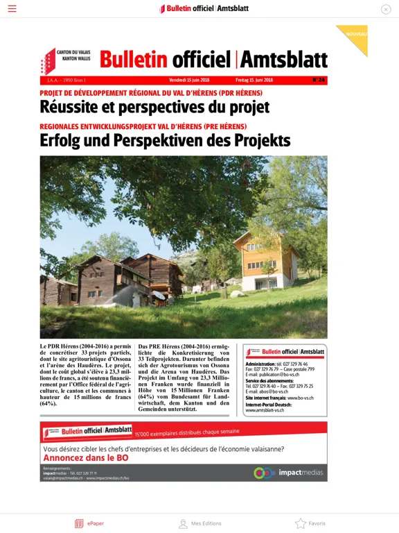 Capturas de pantalla de Bulletin officiel Valais iPad 