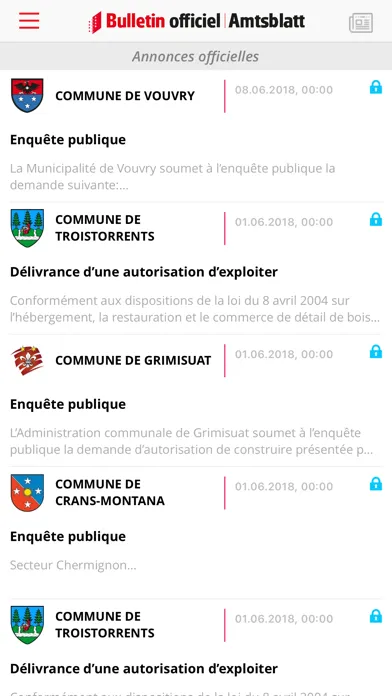 Capturas de pantalla de Bulletin officiel Valais
