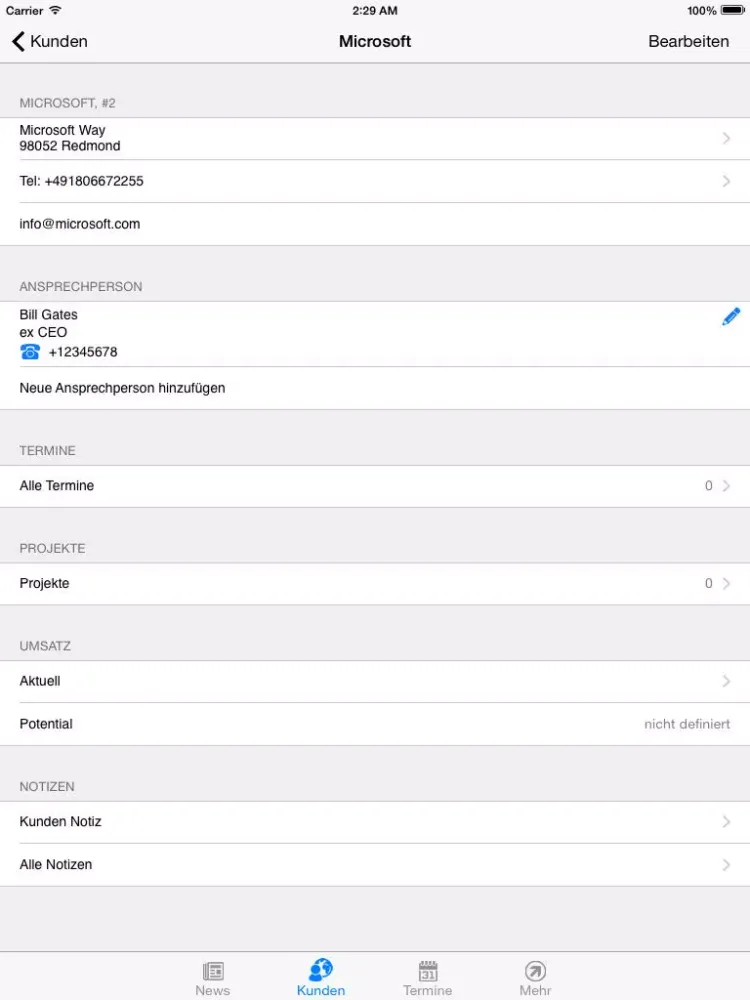 SAX CRMapp iPad  سکرین شاٹس