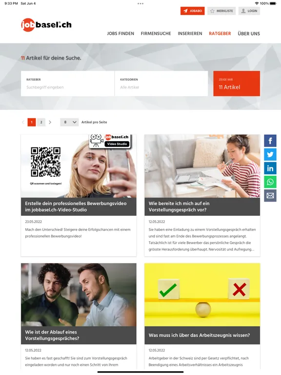 Ảnh chụp màn hình của jobbasel.ch iPad 