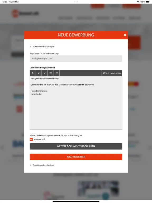 Ảnh chụp màn hình của jobbasel.ch iPad 