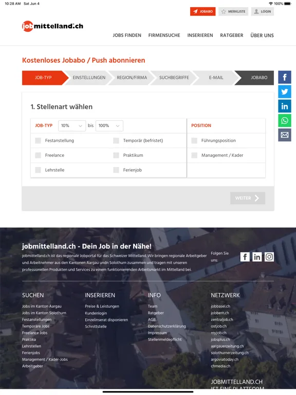 jobmittelland.ch iPad  स्क्रीनशॉट