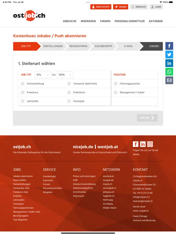 Capturas de pantalla de ostjob.ch iPad 