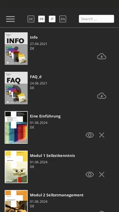 Module manuals سکرین شاٹس