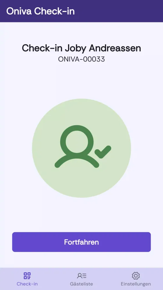 Oniva Check-in Screenshots