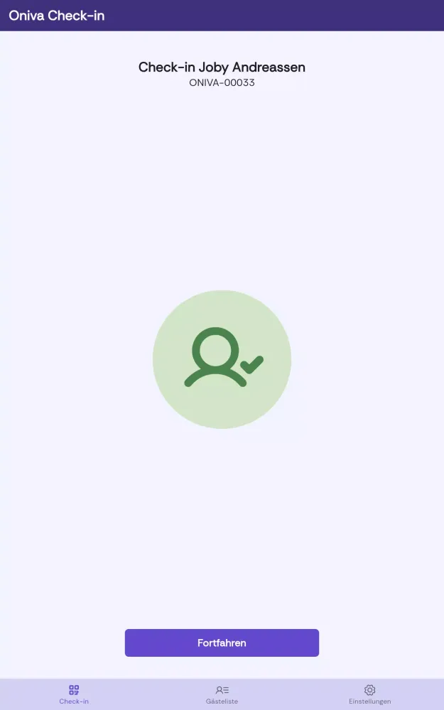 Oniva Check-in Screenshots