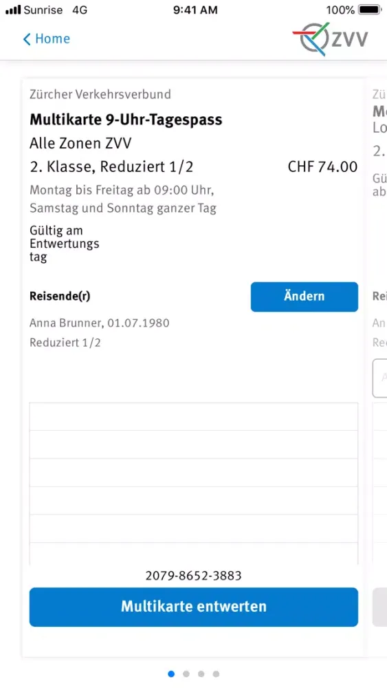ZVV-Tickets Screenshots