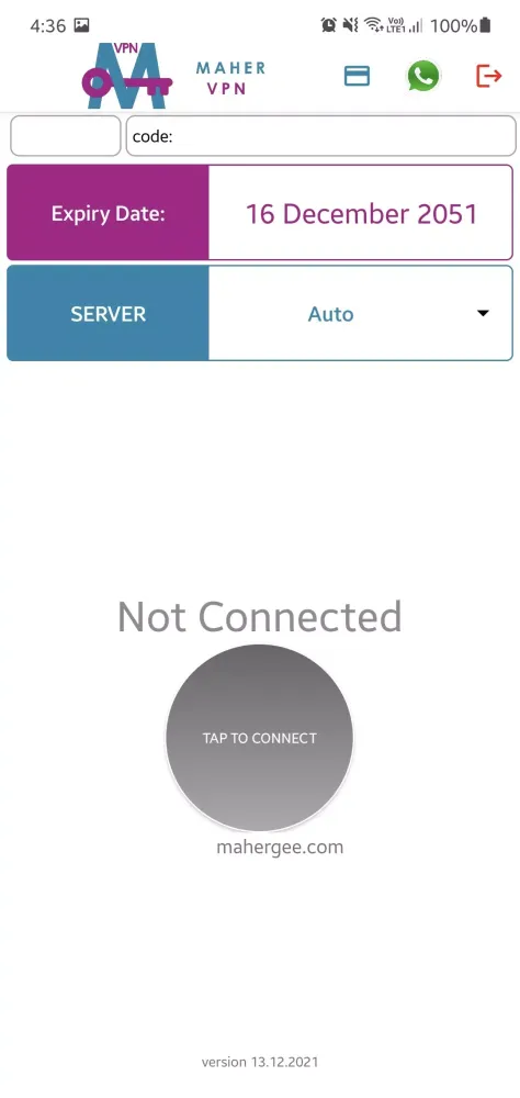 Tangkapan layar Maher VPN Chabi