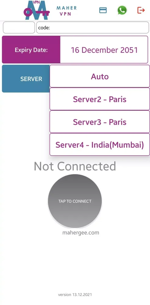 Tangkapan layar Maher VPN Chabi
