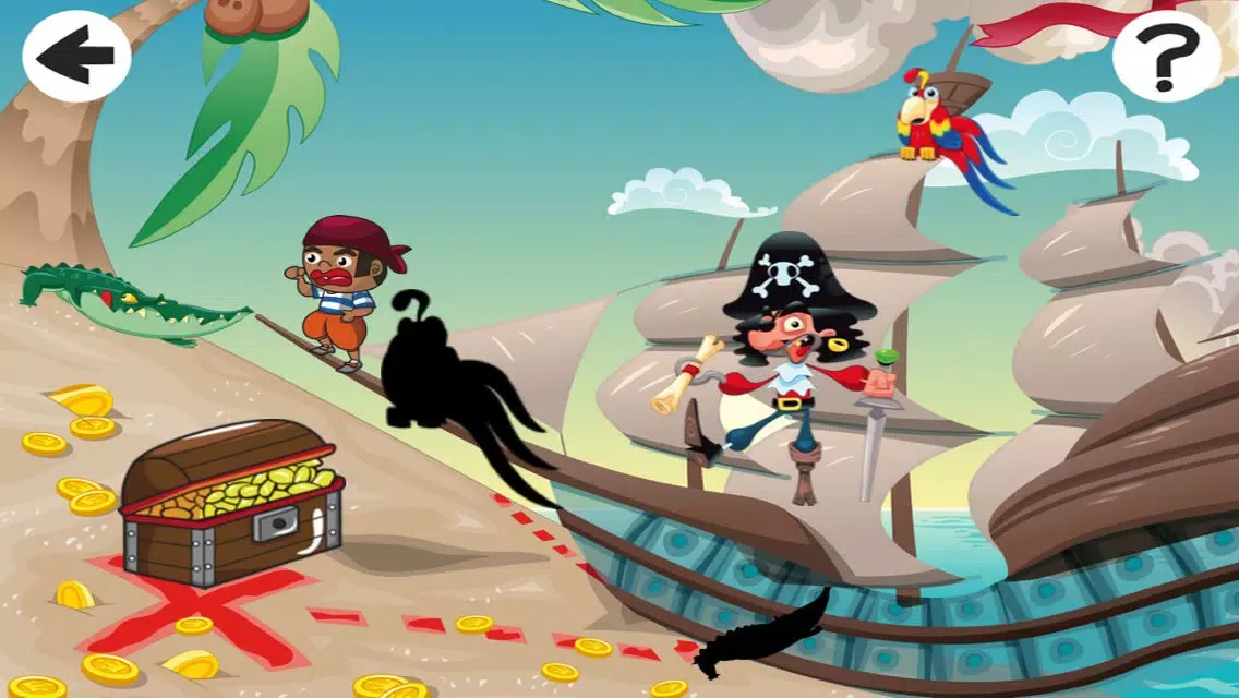 Capturas de tela do A Crazy Pirate-s Captain Hook Teach-ing Kid-s Game-s to Spot the Shadow