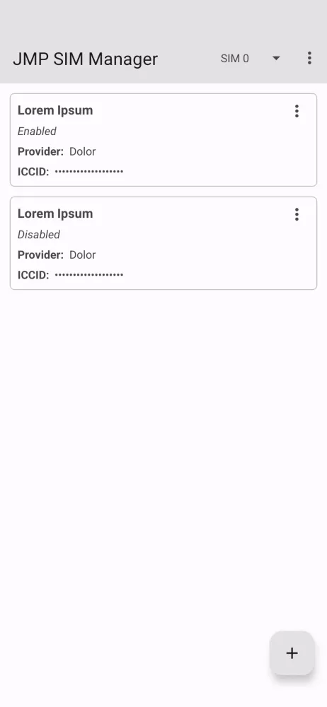 Tangkapan layar JMP SIM Manager