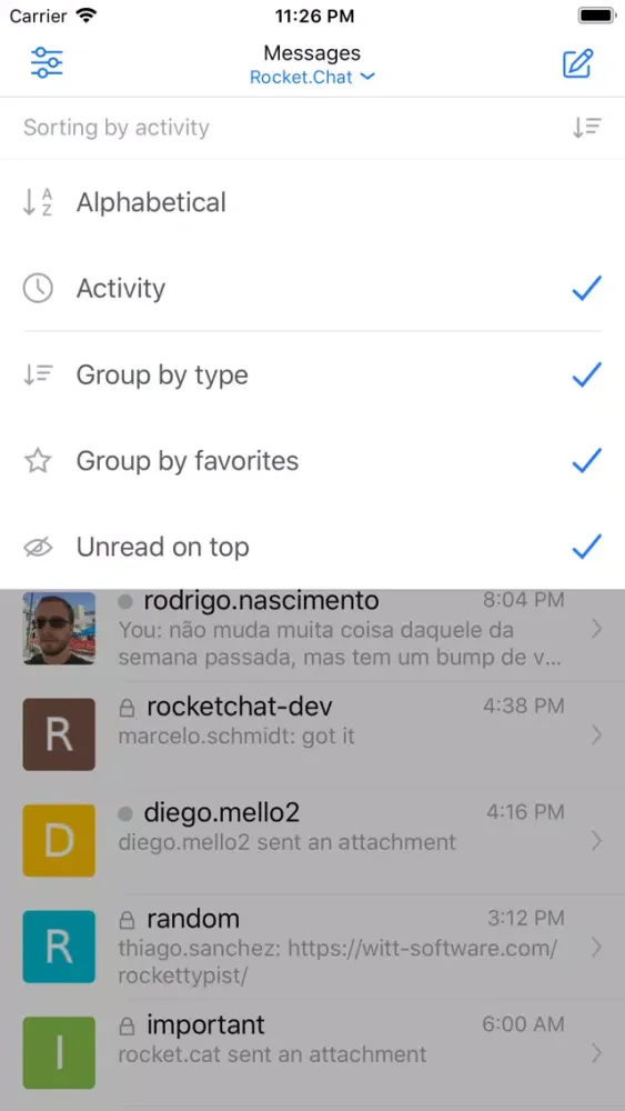 Rocket.Chat Experimental 스크린샷