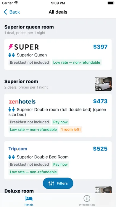 Zrzuty ekranu Hotels at the cheapest prices